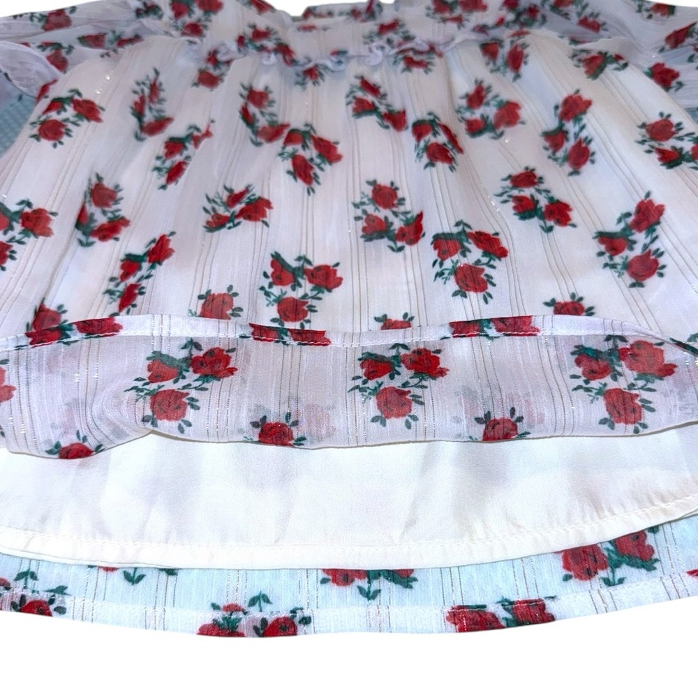Janie and Jack 18–24 Months Floral Ruffle Blouse NWT Red Rose Top - Picture 5 of 10